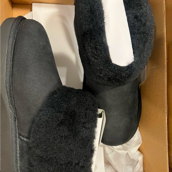 Women's Black Shearling Slip-On Shoes - Picture 2 of 5